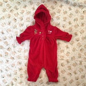 Gymboree | Red Hooded Holiday One Piece Footie